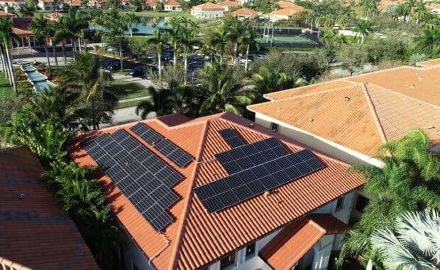 Solar panels on roof, courtesy of Goldin Solar